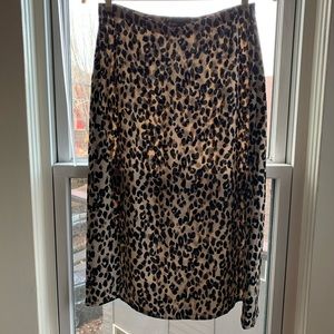 Leopard Halogen A-line Midi Skirt